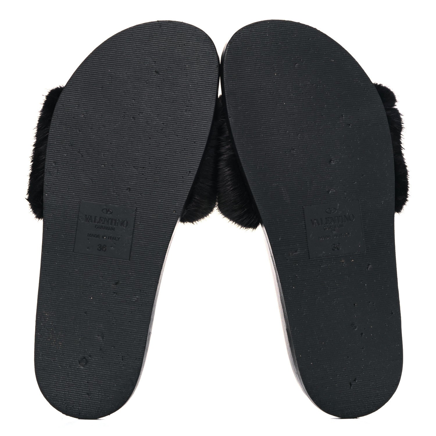 Valentino Garavani Mink Fur Rockstud Slide Sandals 36 Black 5 of 13