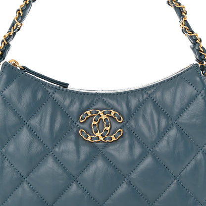Chanel Crumpled Calfskin Quilted Braided CC Hobo Blue 8 of 13
