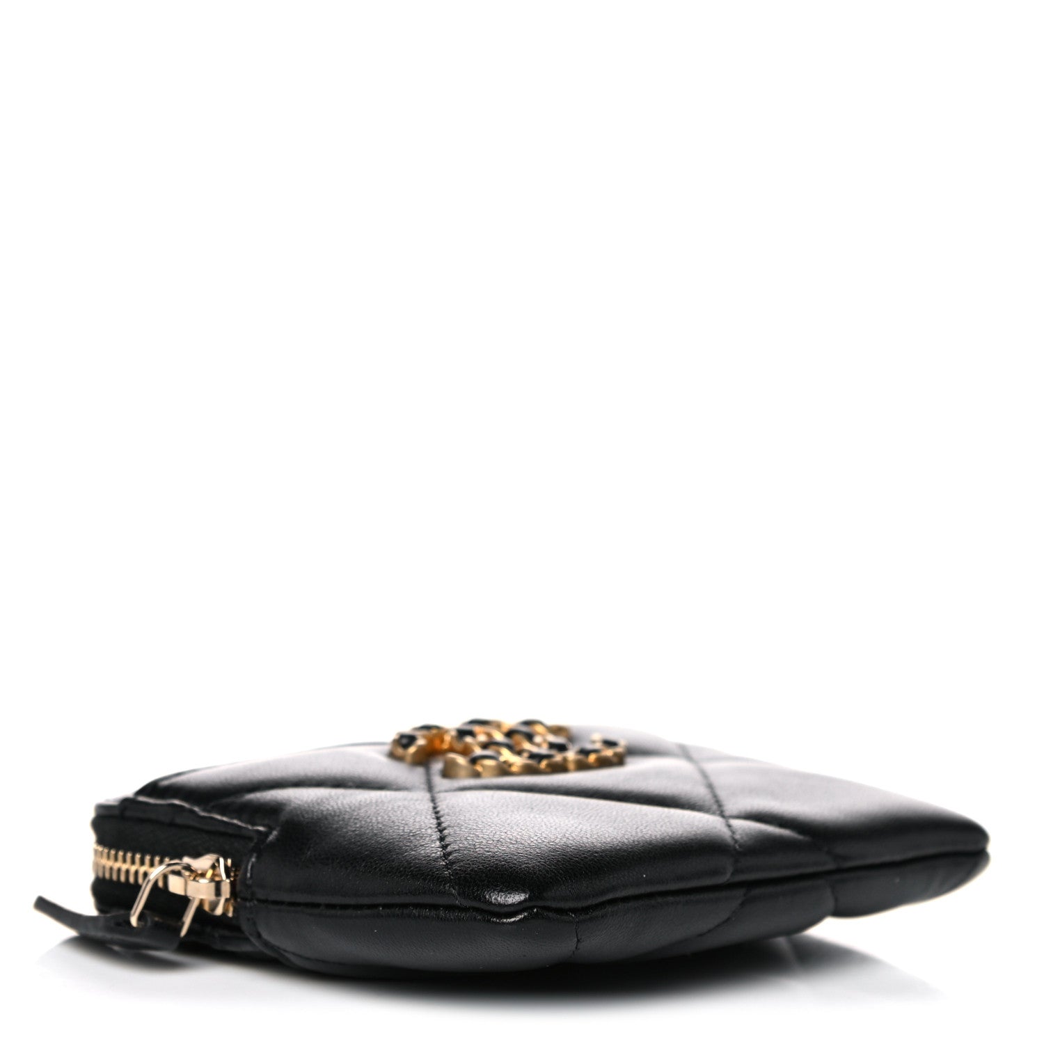 Chanel Lambskin Quilted Chanel 19 Zip Card Holder Wallet Black 4 of 8