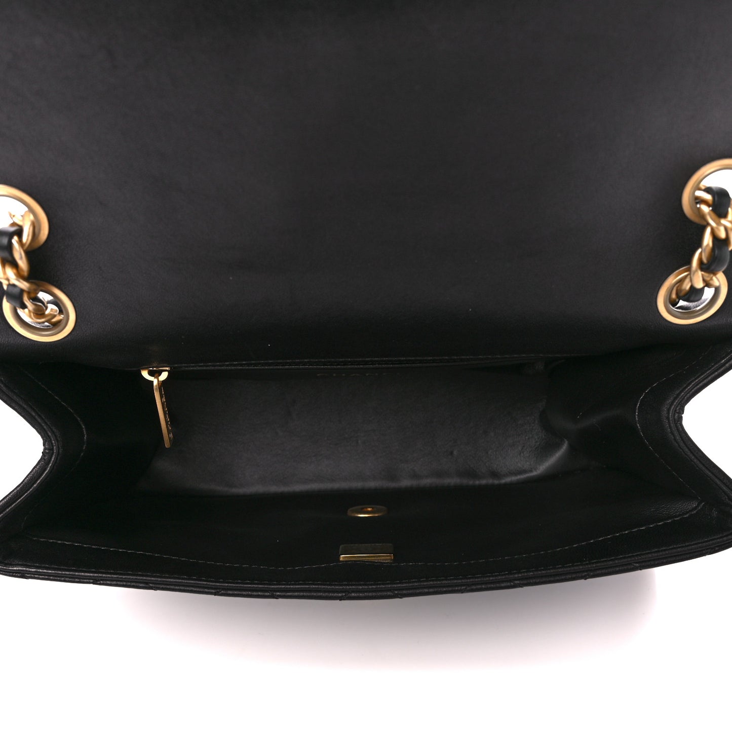Lambskin Quilted Chaine Lettre Flap Black