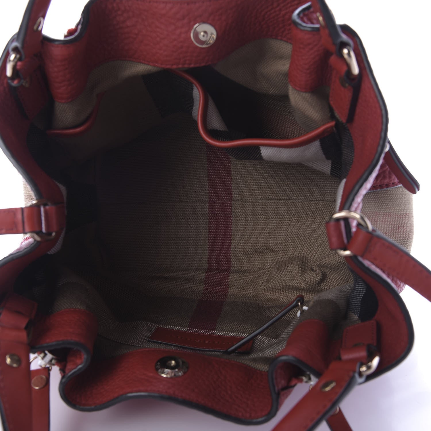 Burberry Grainy Calfskin House Check Small Maidstone Red 5 of 10