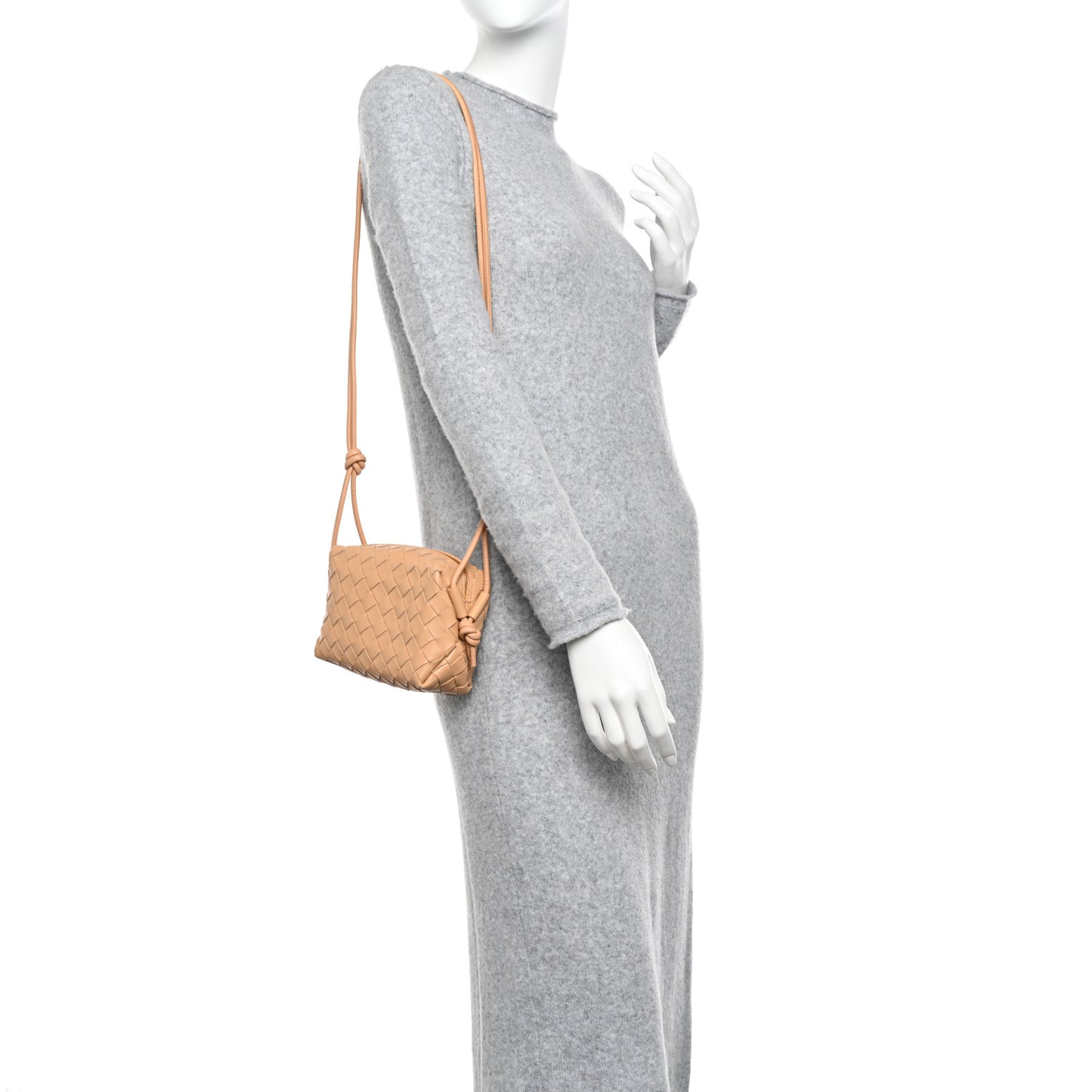 Nappa Intrecciato Mini Loop Camera Bag Almond