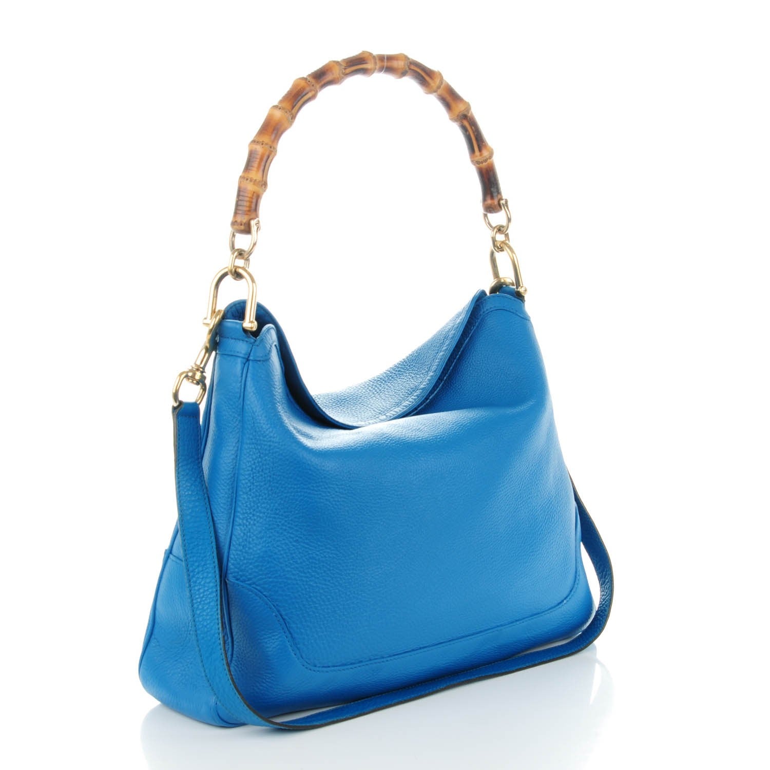 Gucci Pebbled Calfskin Medium Diana Bamboo Shoulder Bag Turquoise 3 of 7
