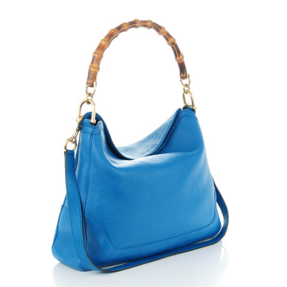 Gucci Pebbled Calfskin Medium Diana Bamboo Shoulder Bag Turquoise 3 of 7