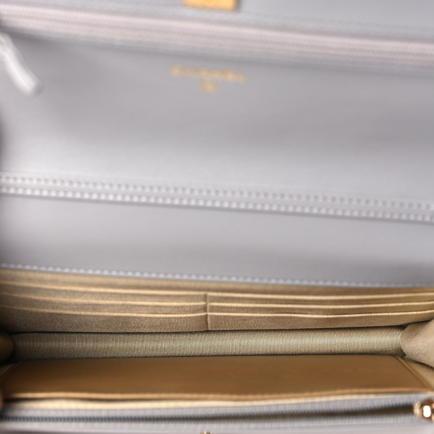 Lambskin Quilted CC Pearl Crush Wallet on Chain WOC Grey