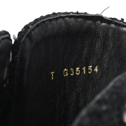 Chanel Tweed Patent Calfskin Pearl Combat Short Boots 36.5 Black Grey 8 of 8