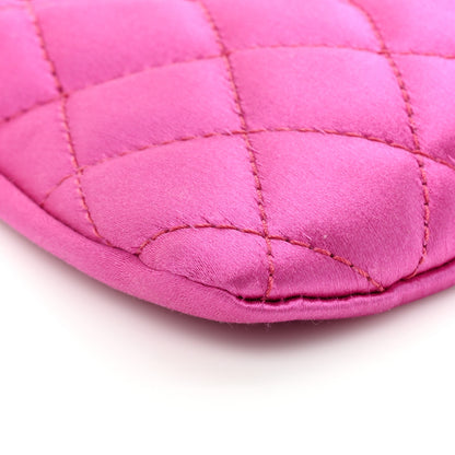 Chanel Satin Quilted Flap Clutch Fuchsia 10 of 12