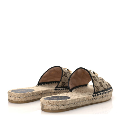 Gucci Monogram Matelasse GG Marmont Espadrille 20mm Slide Sandals 40 Beige Ebony Black 5 of 13