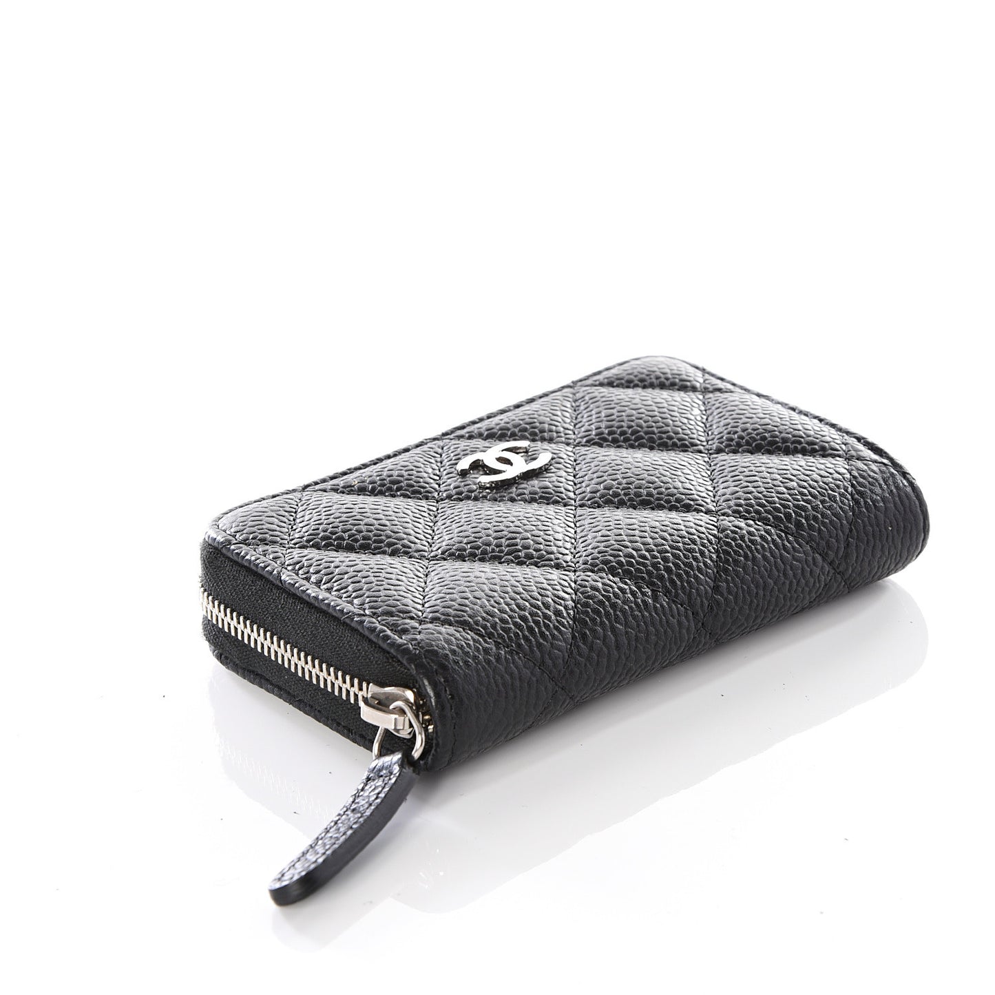 Caviar Quilted Zip Coin Purse Black