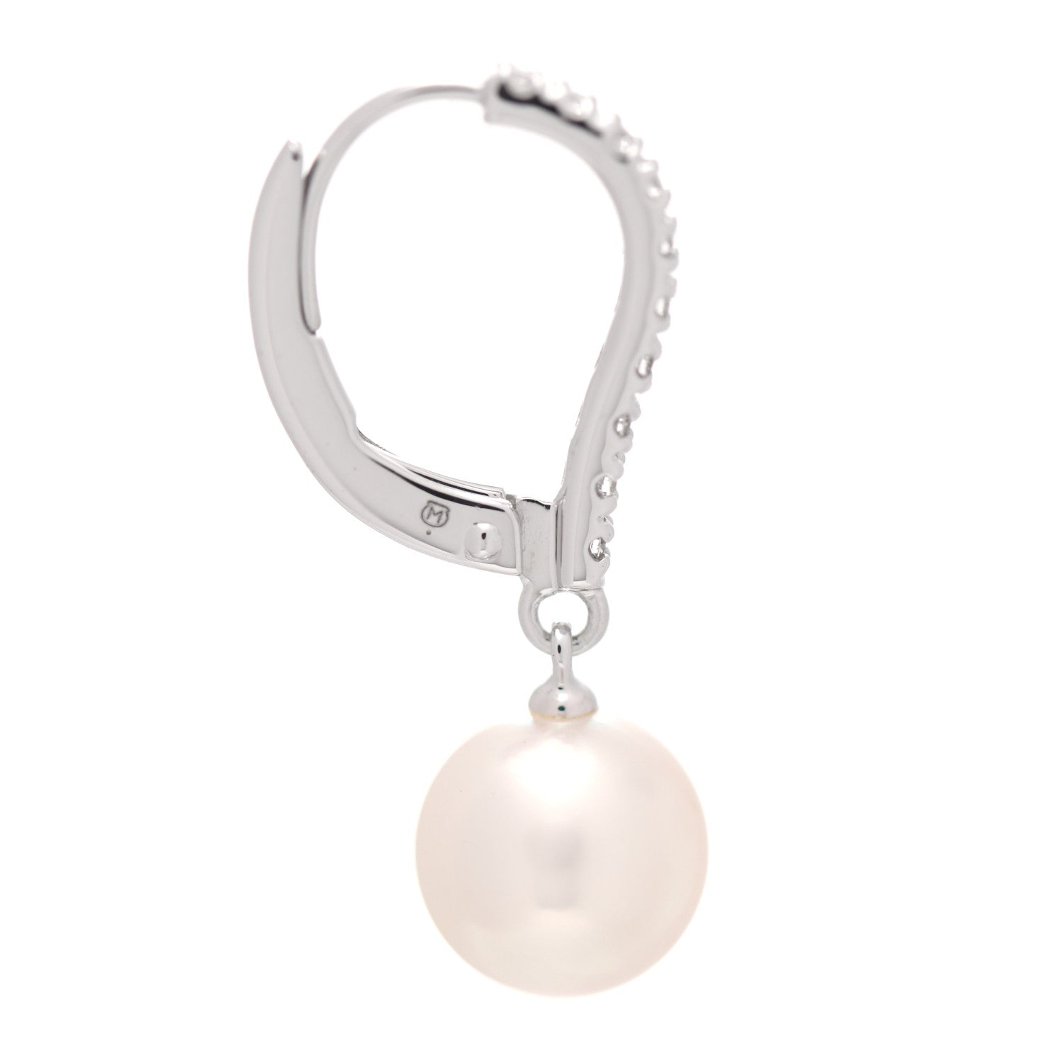 Mikimoto 18K White Gold Diamond Akoya Pearl 7.5mm Drop Earrings 3 of 4