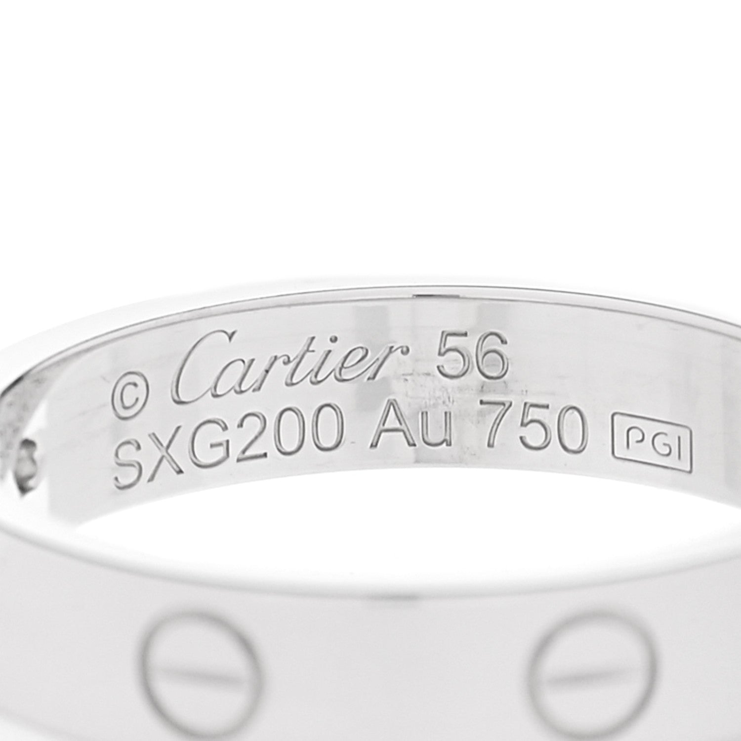 Cartier 18K White Gold Diamond 4mm LOVE Wedding Band Ring 56 7.5 4 of 5