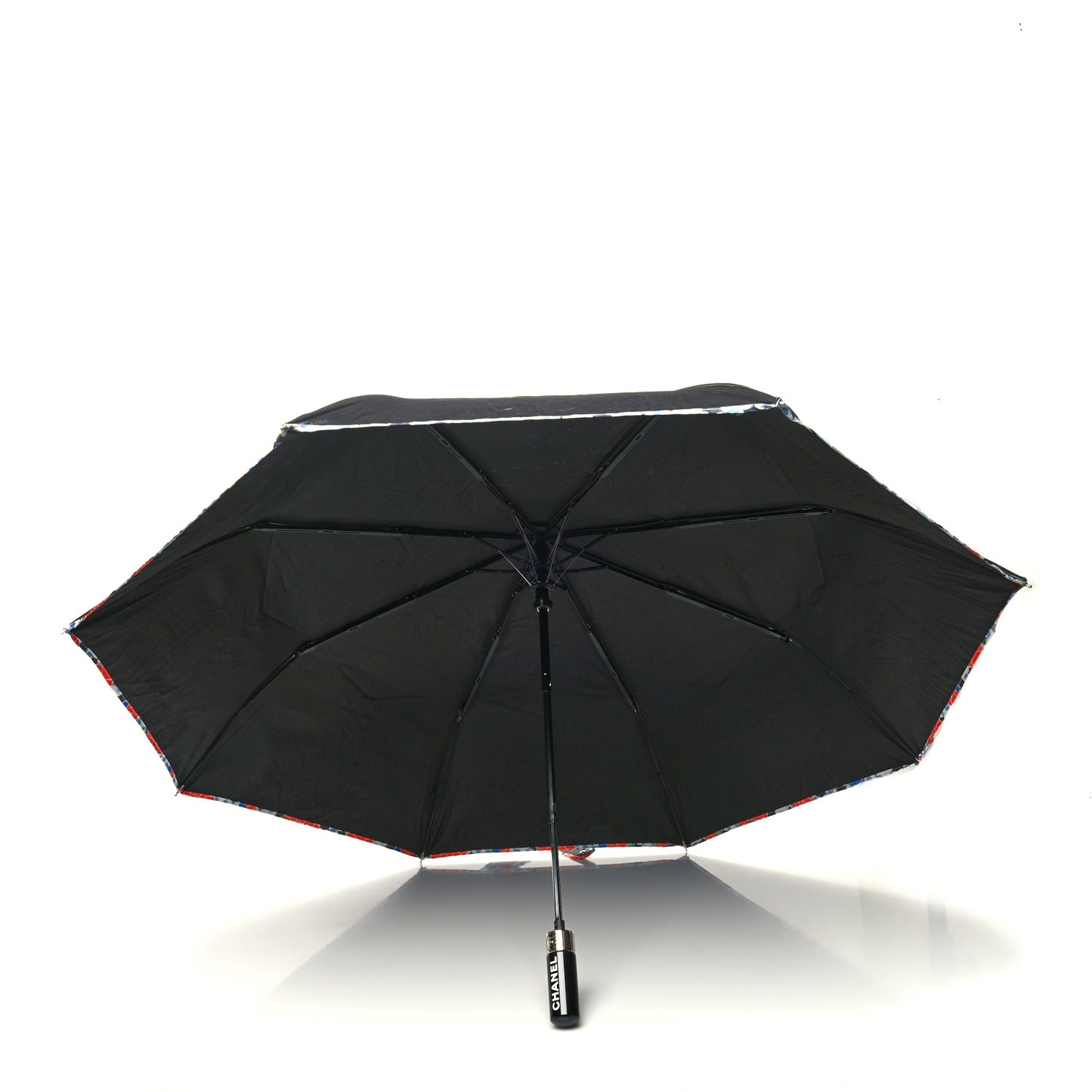 Nylon Quilted Umbrella With Case Black