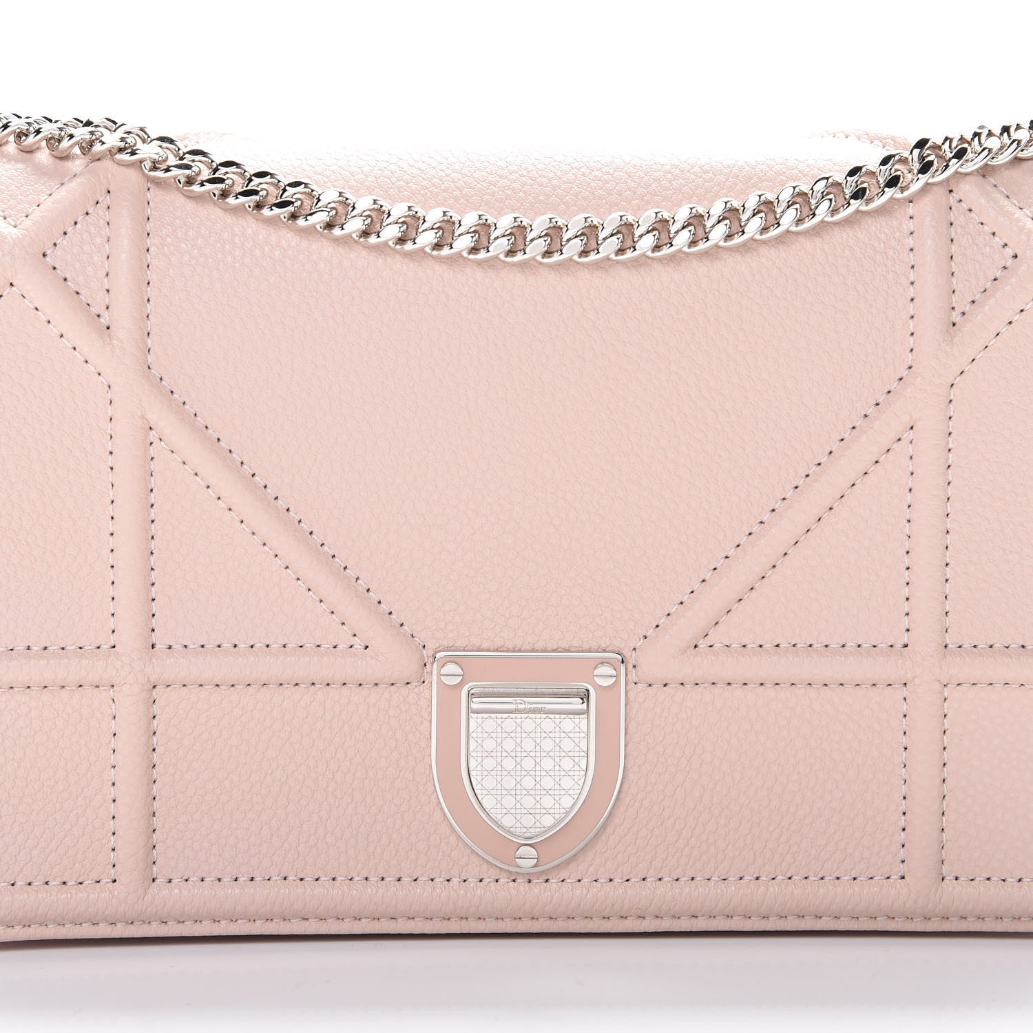Christian Dior Grained Calfskin Diorama Wallet on Chain Pouch Rose Poudre 7 of 10