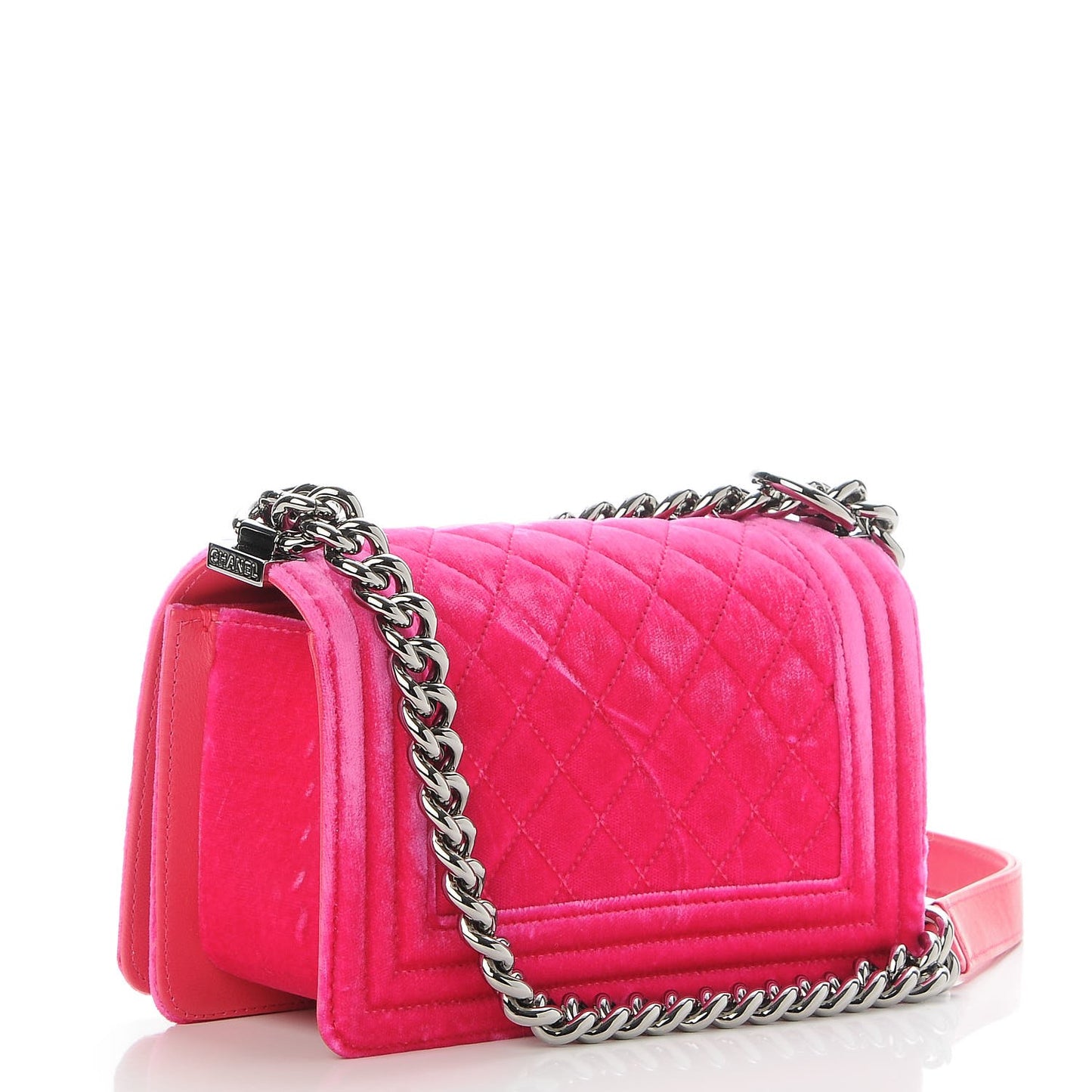 Velvet Quilted Small Boy Flap Fuchsia