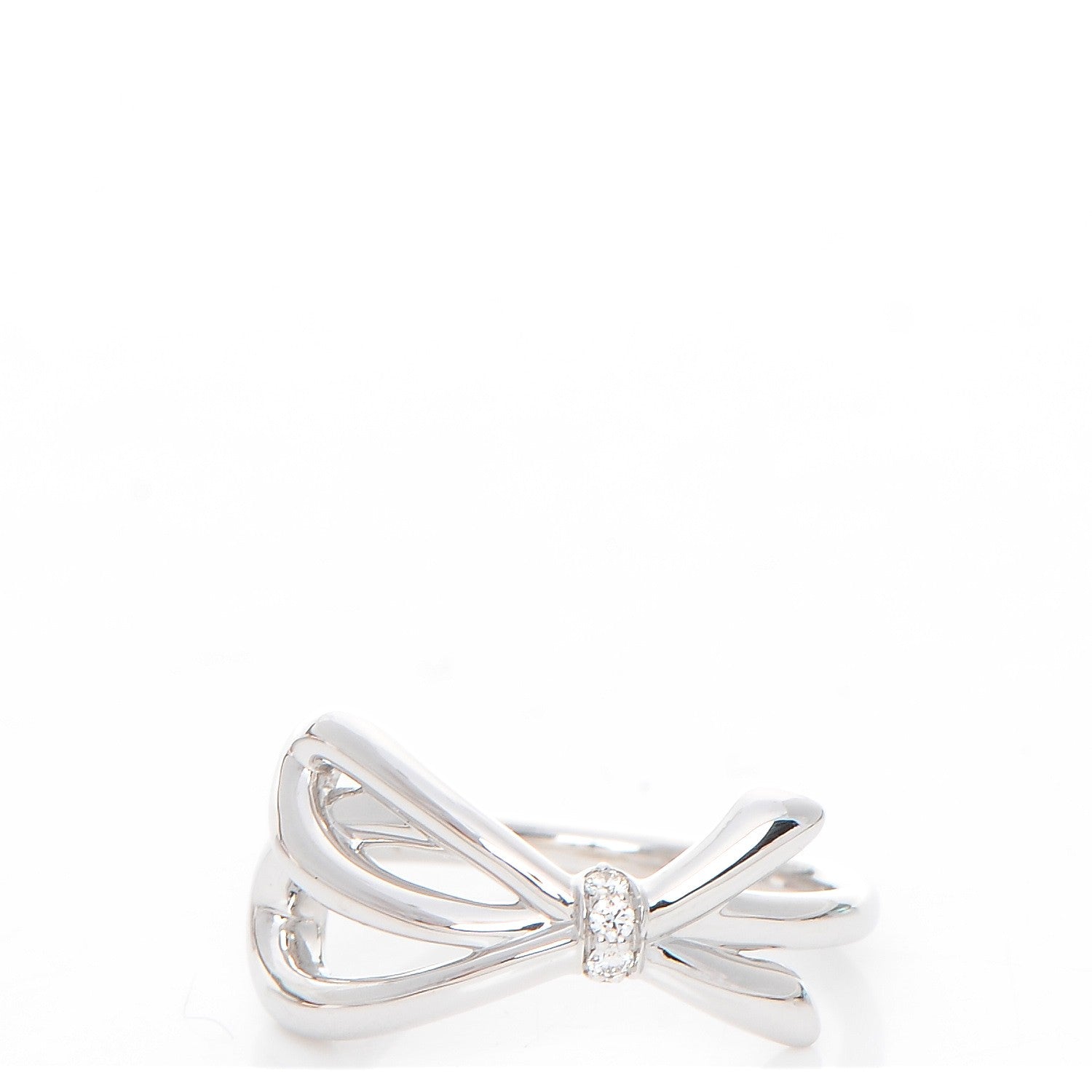 Tiffany 18K White Gold Diamond Bow Ring 5.5 1 of 4