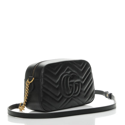 Gucci Calfskin Matelasse Animal Studs Small GG Marmont Chain Shoulder Bag Black 3 of 8