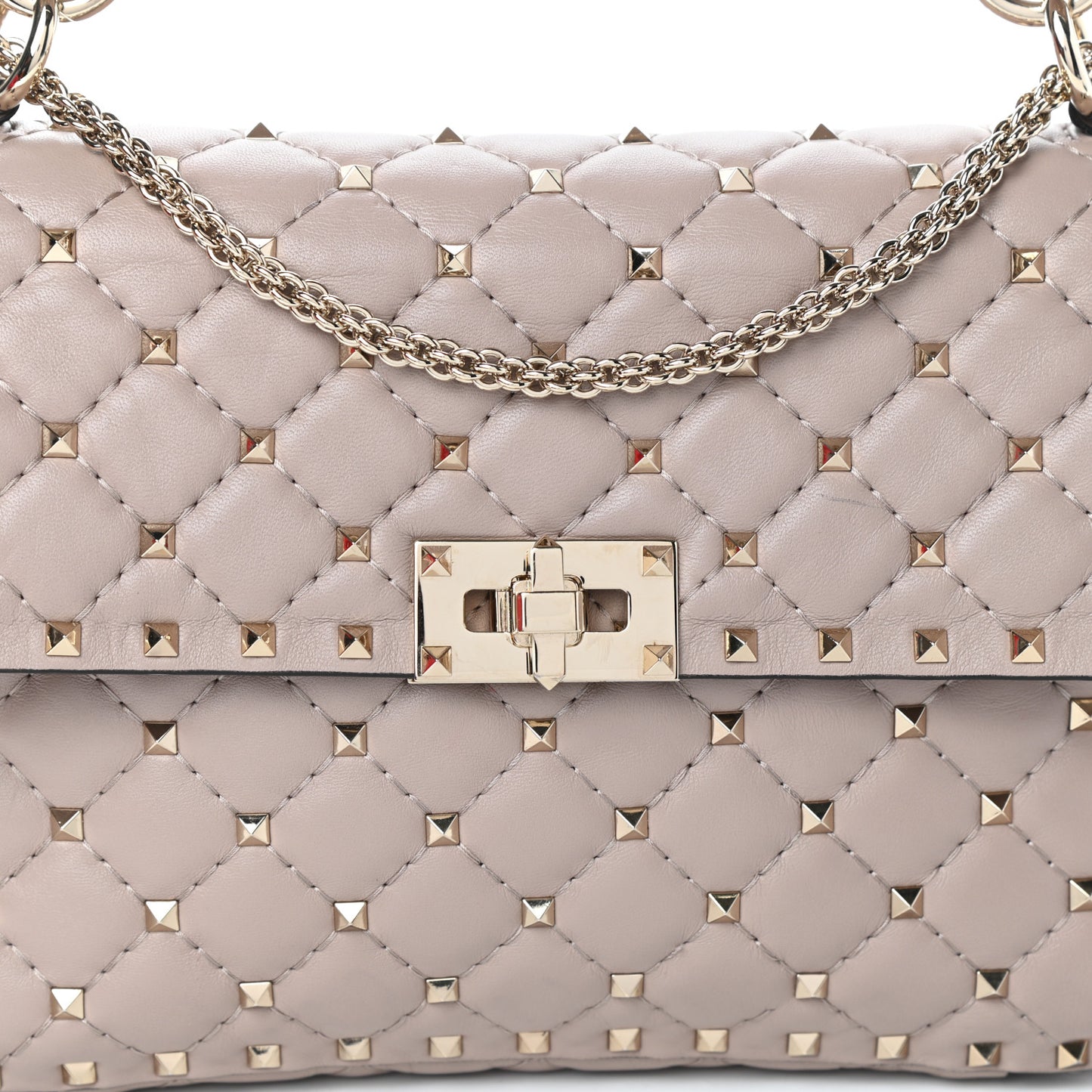 Lambskin Medium Rockstud Spike Shoulder Bag Poudre