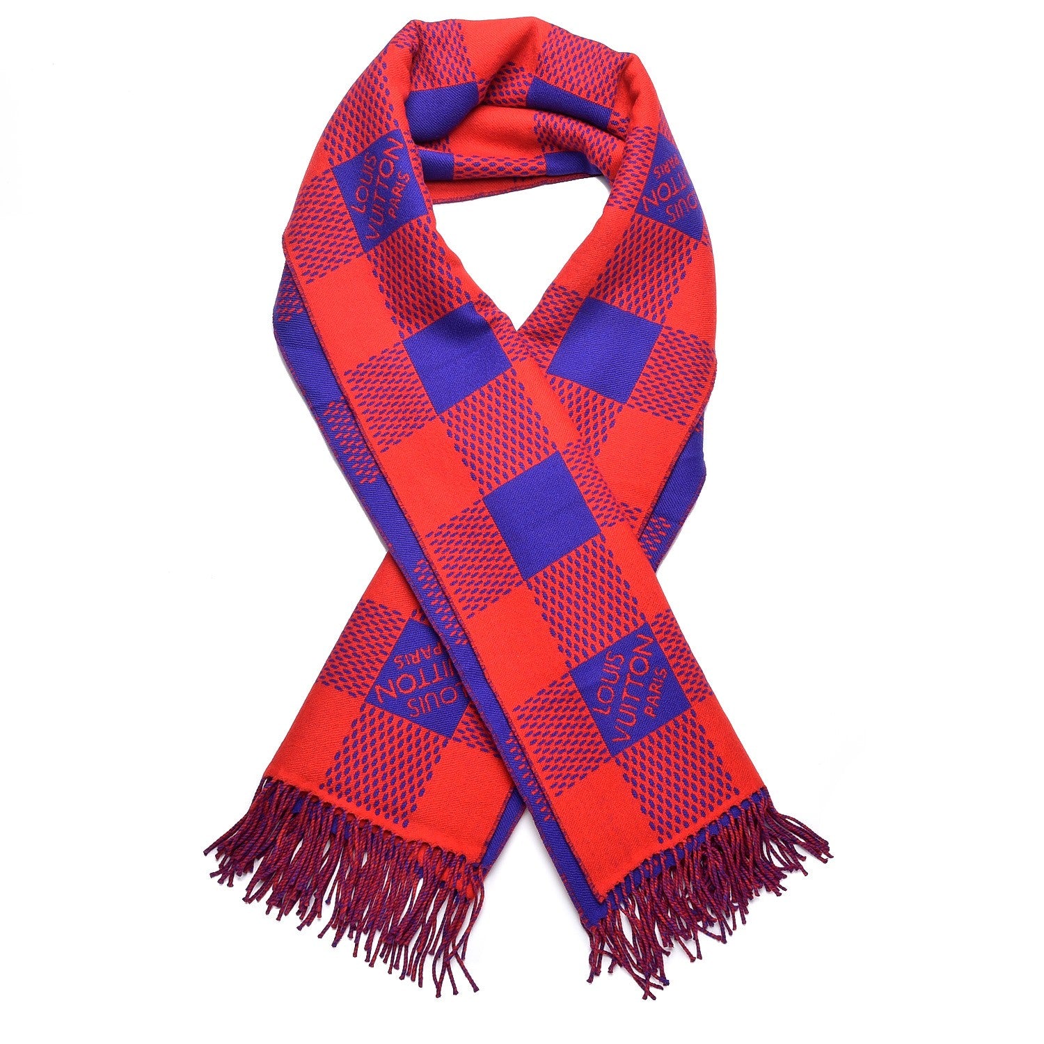 Louis Vuitton Wool Damier Masai Rug Shawl Rouge 1 of 7