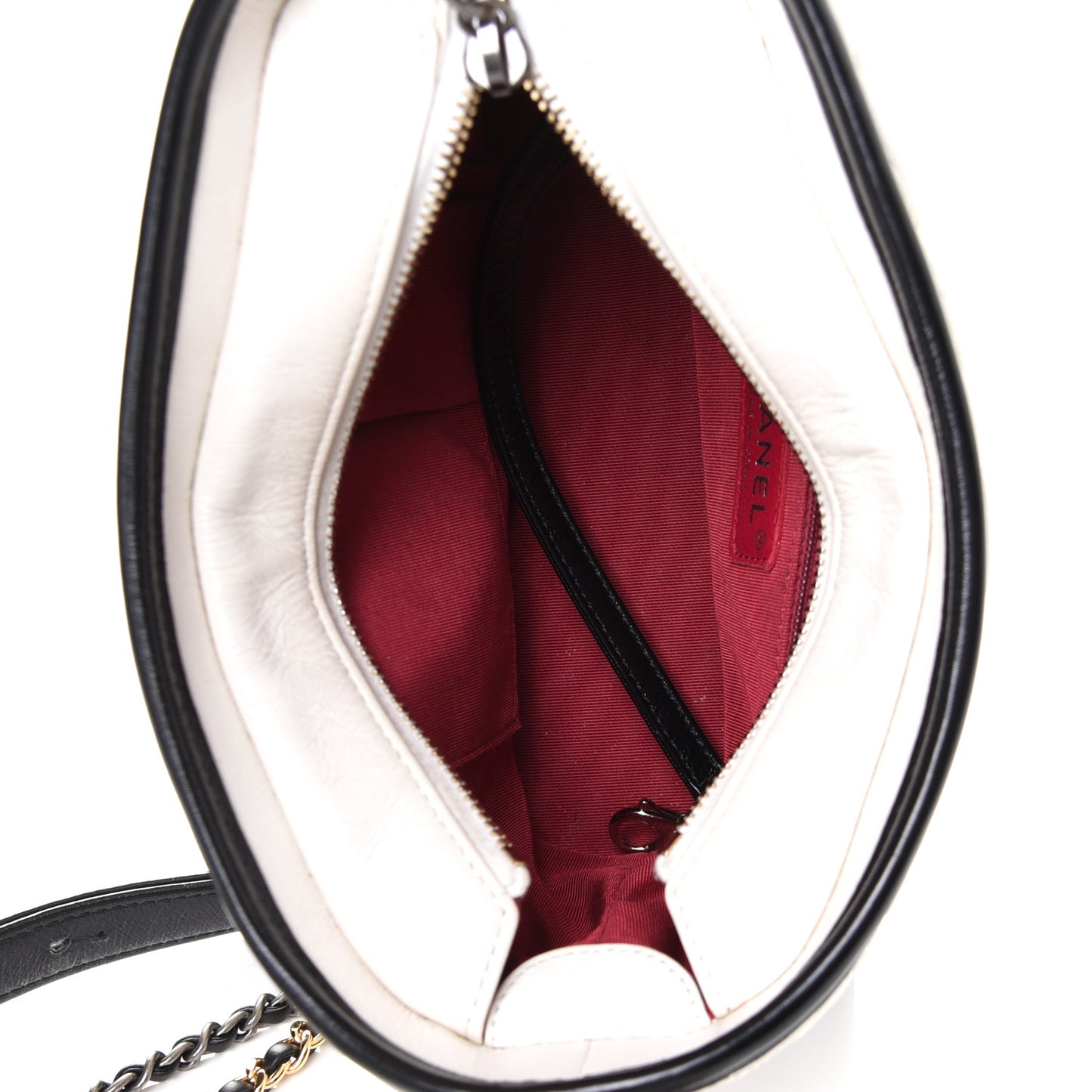 Aged Calfskin Chevron Quilted Small Gabrielle Hobo Black White