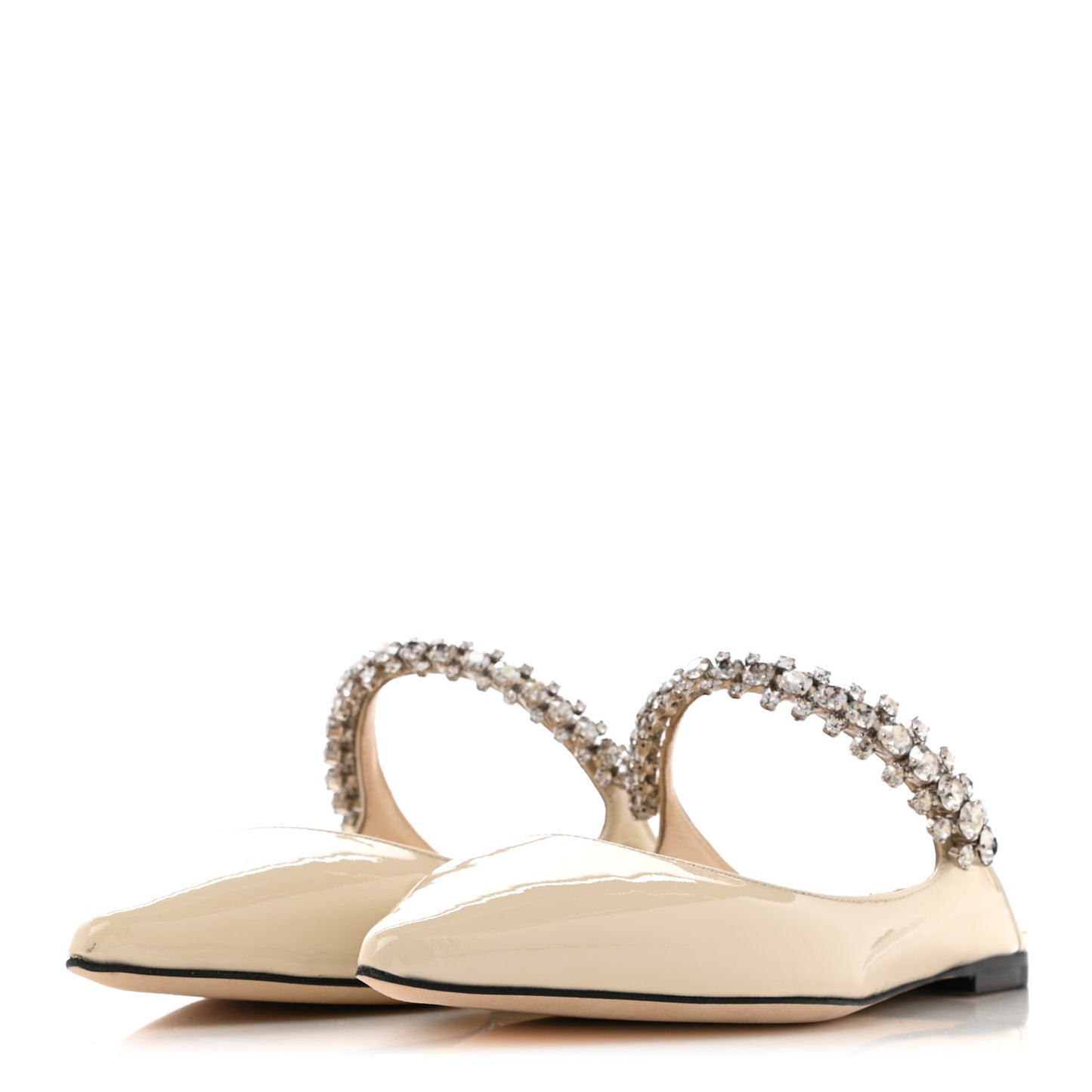 Patent Crystal Bing Mule Flats 35 Linen