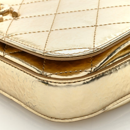 Chanel Hammered Metallic Calfskin Quilted Flap Gold 10 of 14