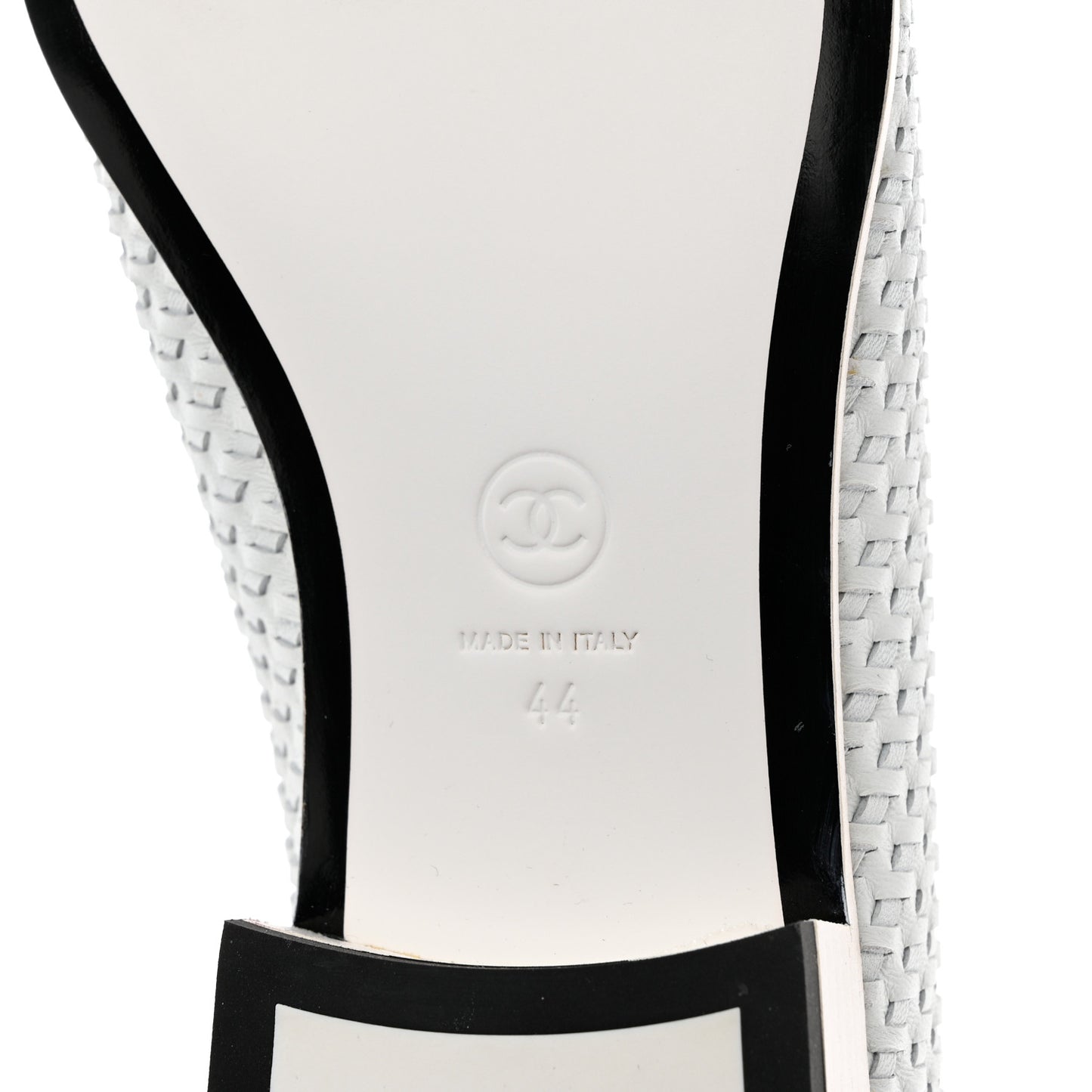 Lambskin Calfskin Braided Mens Mocassin Loafers 44 White Black