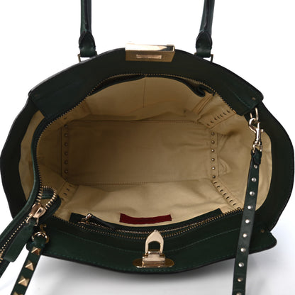 Valentino Garavani Vitello Rockstud Double Handle Tote Green 4 of 4