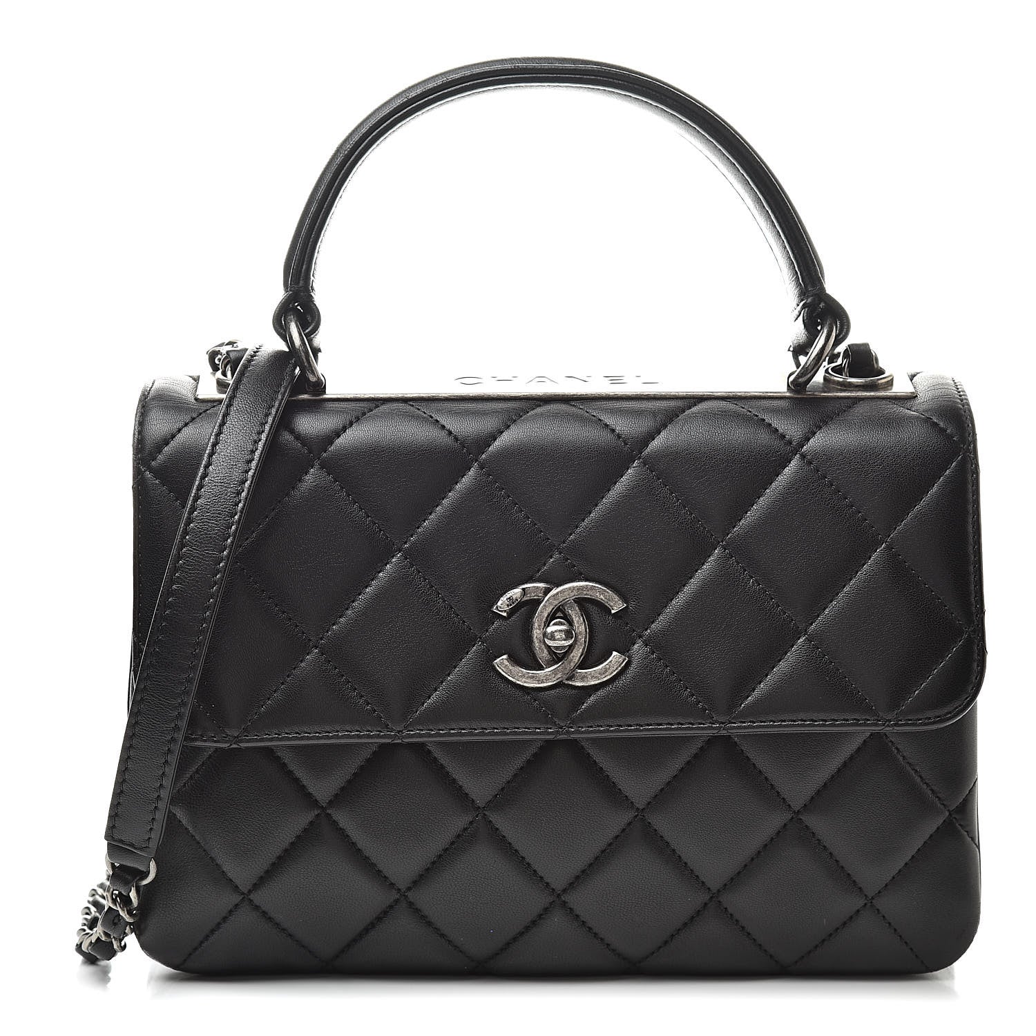 Chanel Lambskin Quilted Small Trendy CC Dual Handle Flap Bag Black 1 of 12