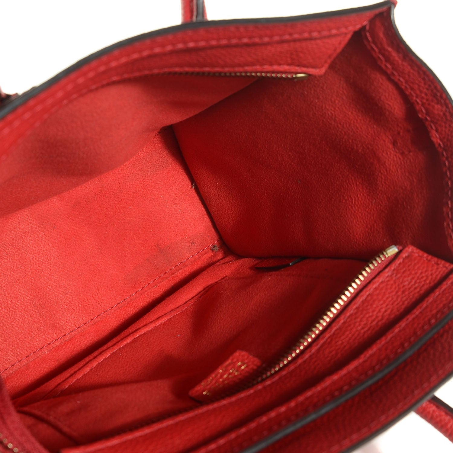 Celine Drummed Calfskin Nano Luggage Coquelicot 5 of 8
