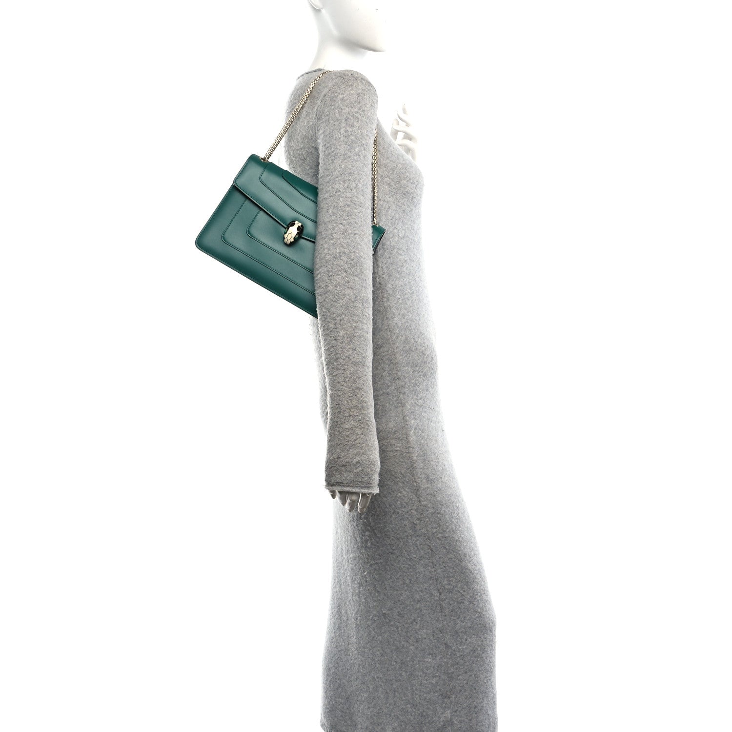 Bulgari Calfskin Serpenti Forever Shoulder Bag Emerald Green 2 of 12