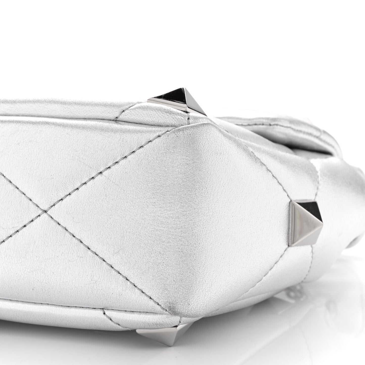 Nappa Medium Roman Stud Shoulder Bag Silver