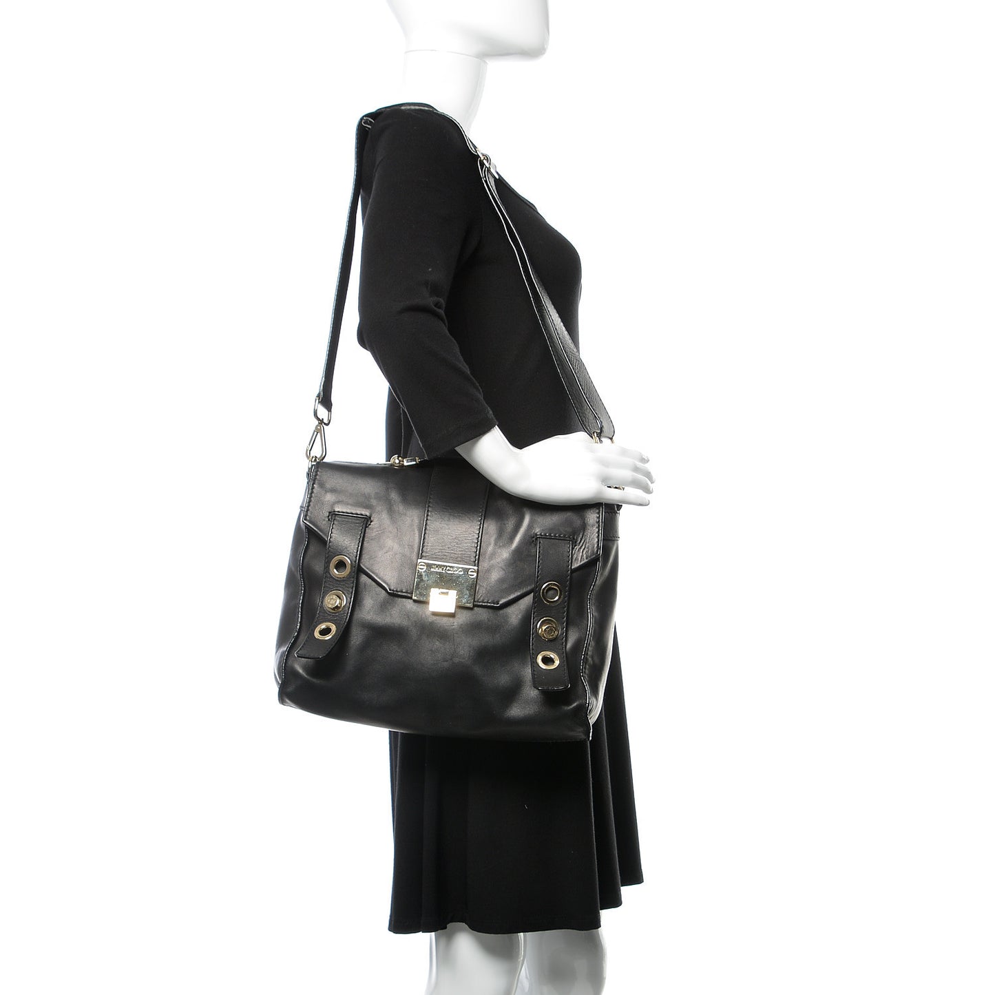 Calfskin Pauline Messenger Bag Black