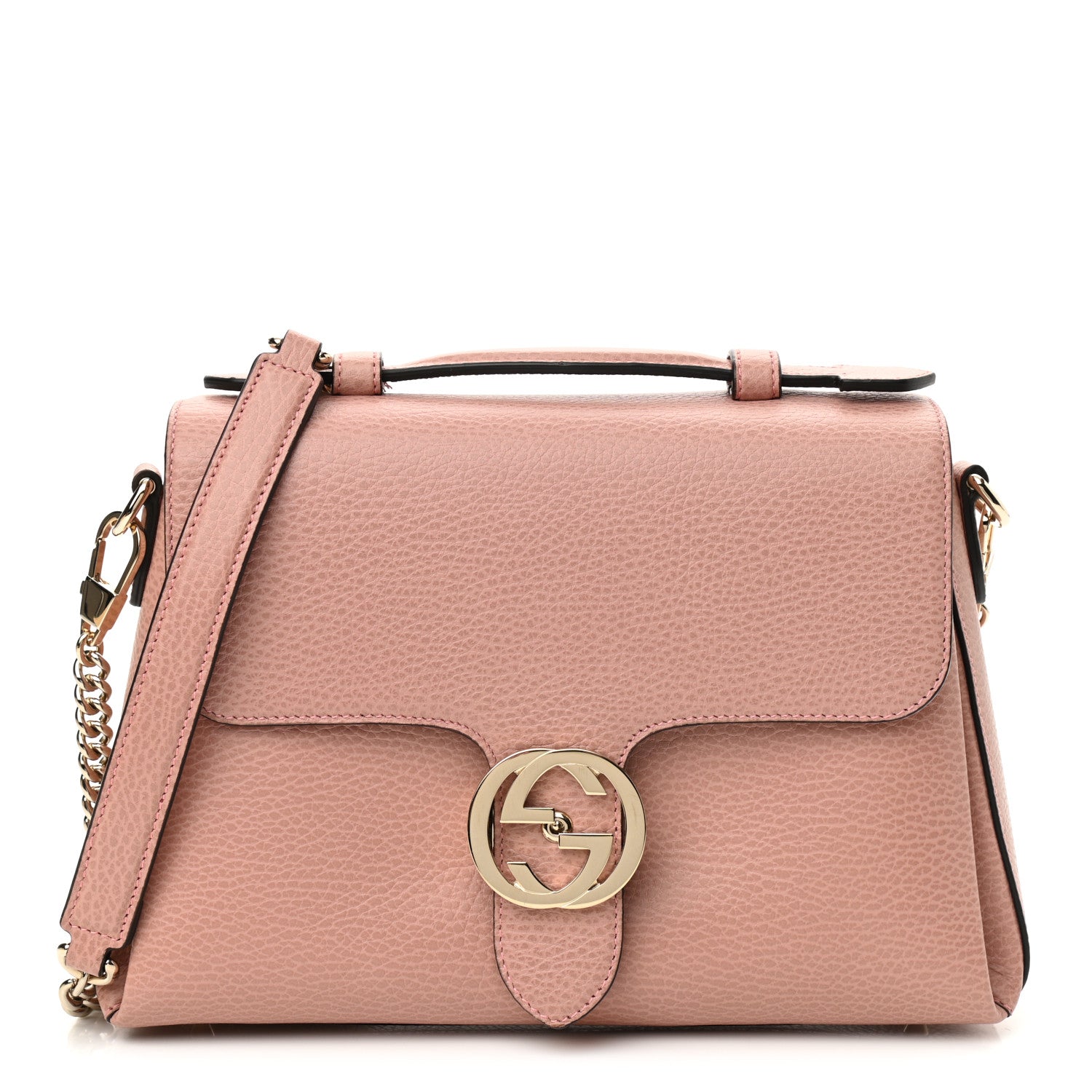 Gucci Dollar Calfskin Interlocking G Top Handle Shoulder Bag Soft Pink 1 of 10