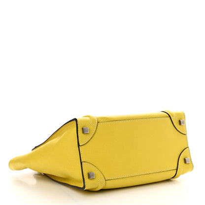 Celine Drummed Calfskin Micro Luggage Citron 4 of 14