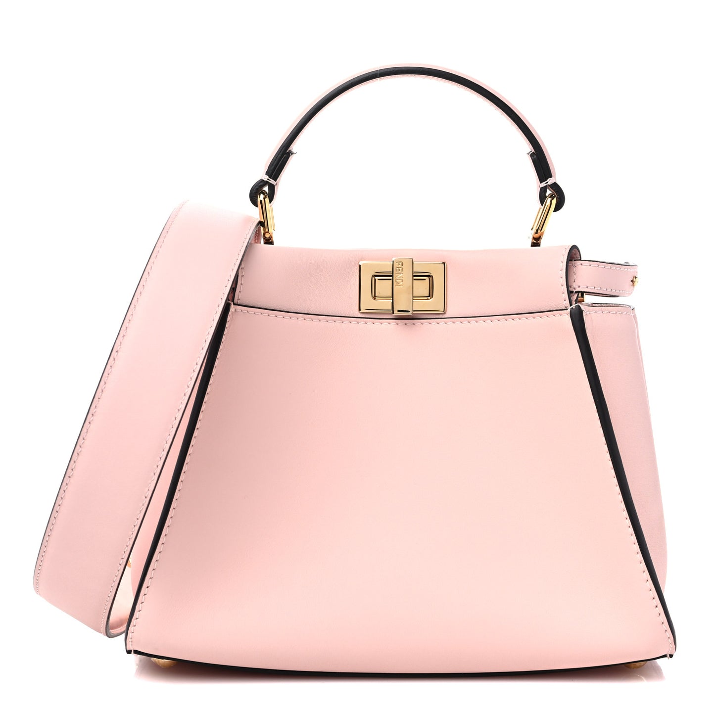 Vitello Seta Canvas FF Embroidered Mini Peekaboo Iconic Satchel Rosa Confetto