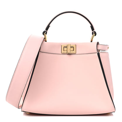 Fendi Vitello Seta Canvas FF Embroidered Mini Peekaboo Iconic Satchel Rosa Confetto 1 of 8