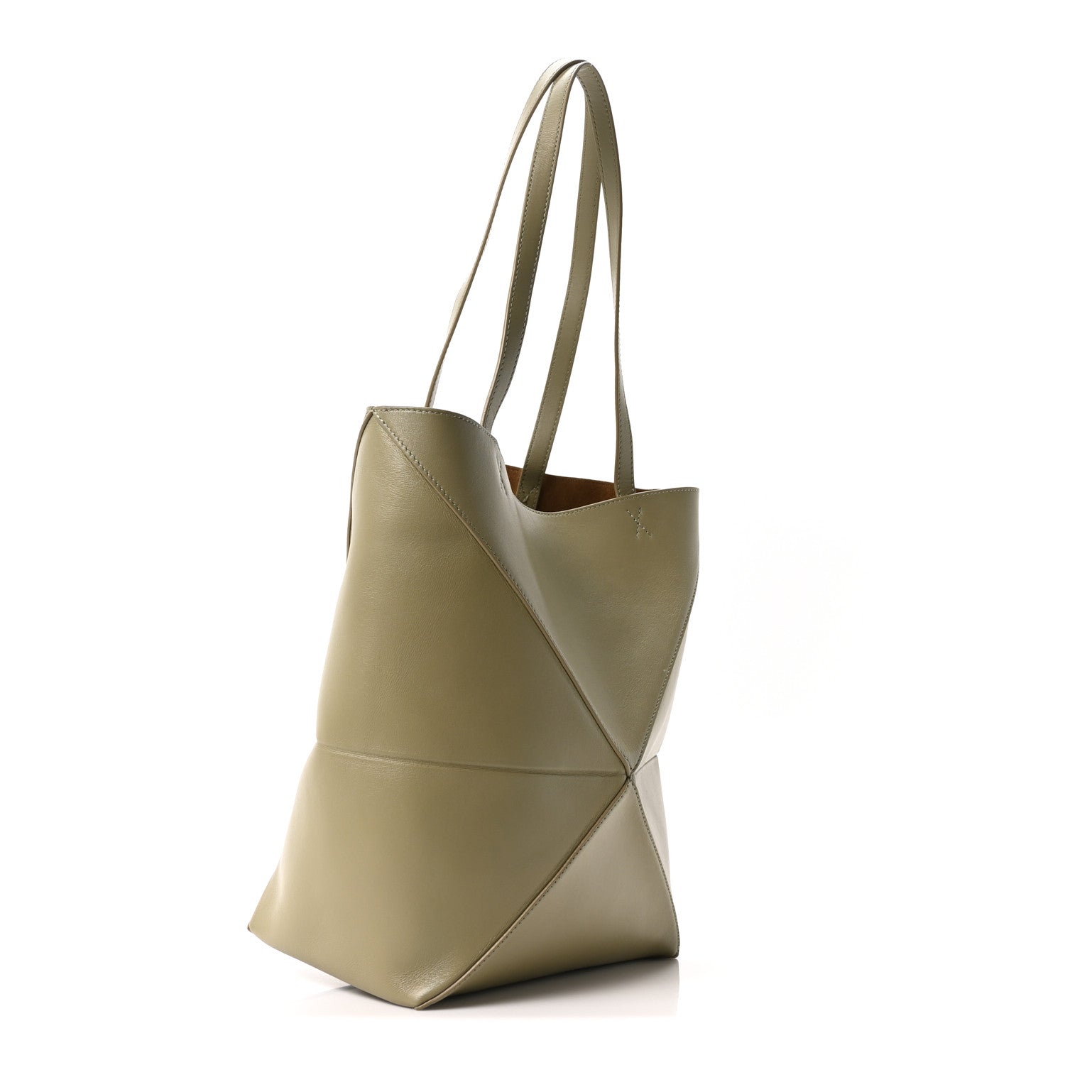 Loewe Shiny Calfskin Medium Puzzle Fold Tote Dark Khaki 3 of 10