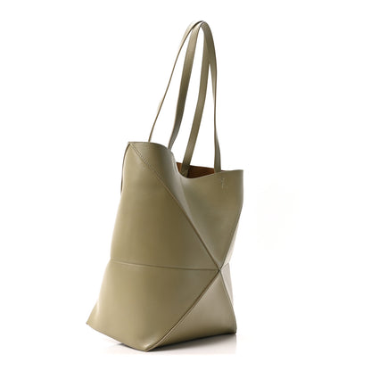 Loewe Shiny Calfskin Medium Puzzle Fold Tote Dark Khaki 3 of 10