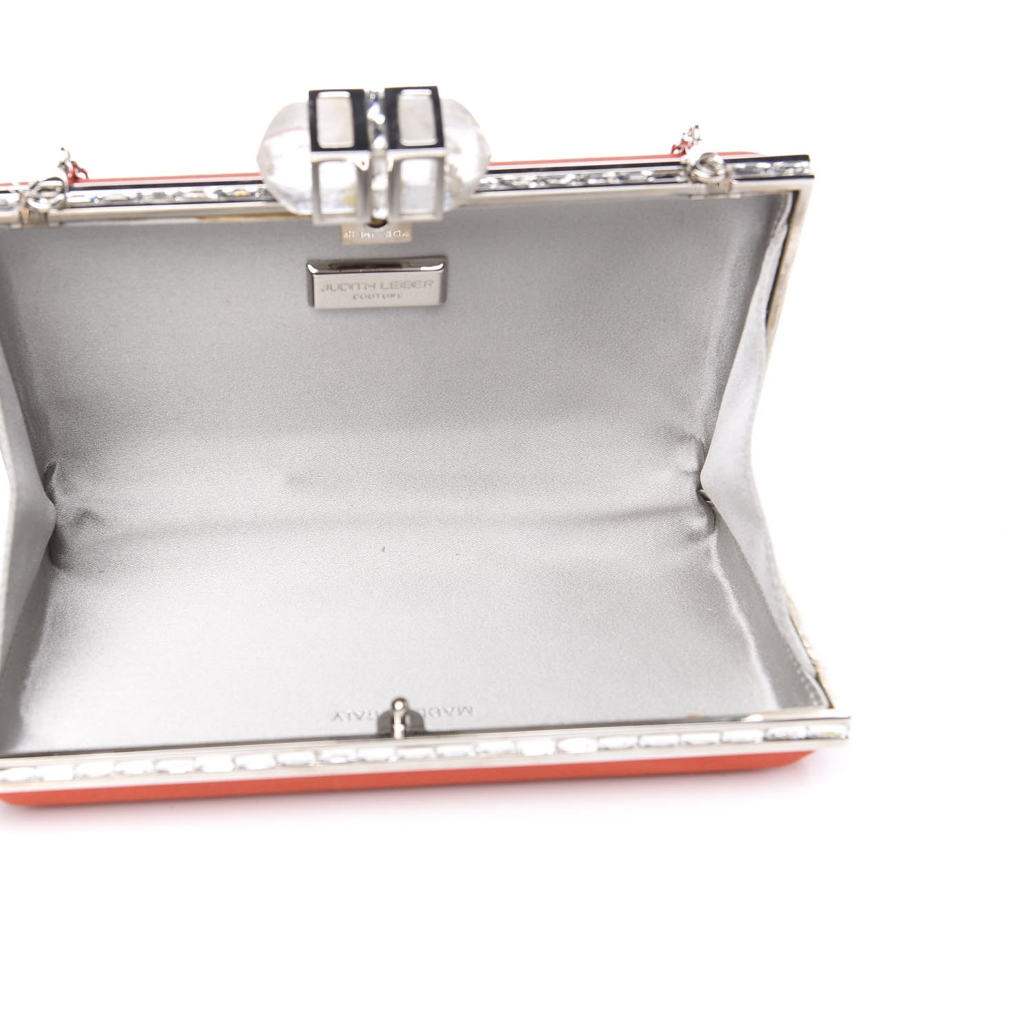 Judith Leiber Satin Crystal Frame Coffered Evening Clutch Red 4 of 9