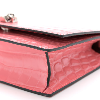 Alexander McQueen Calfskin Crocodile Embossed Skull Mini Crossbody Bag Coral 10 of 10
