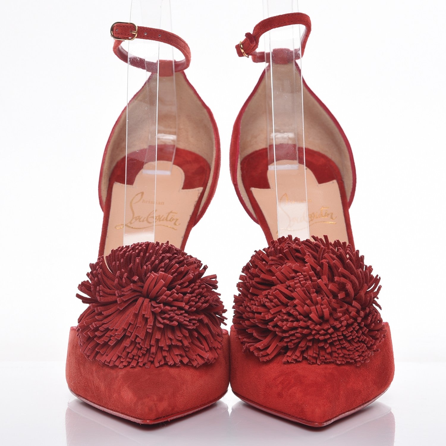 Christian Louboutin Veau Velours Tsarou 100 Pumps 37 Flamenco 2 of 8