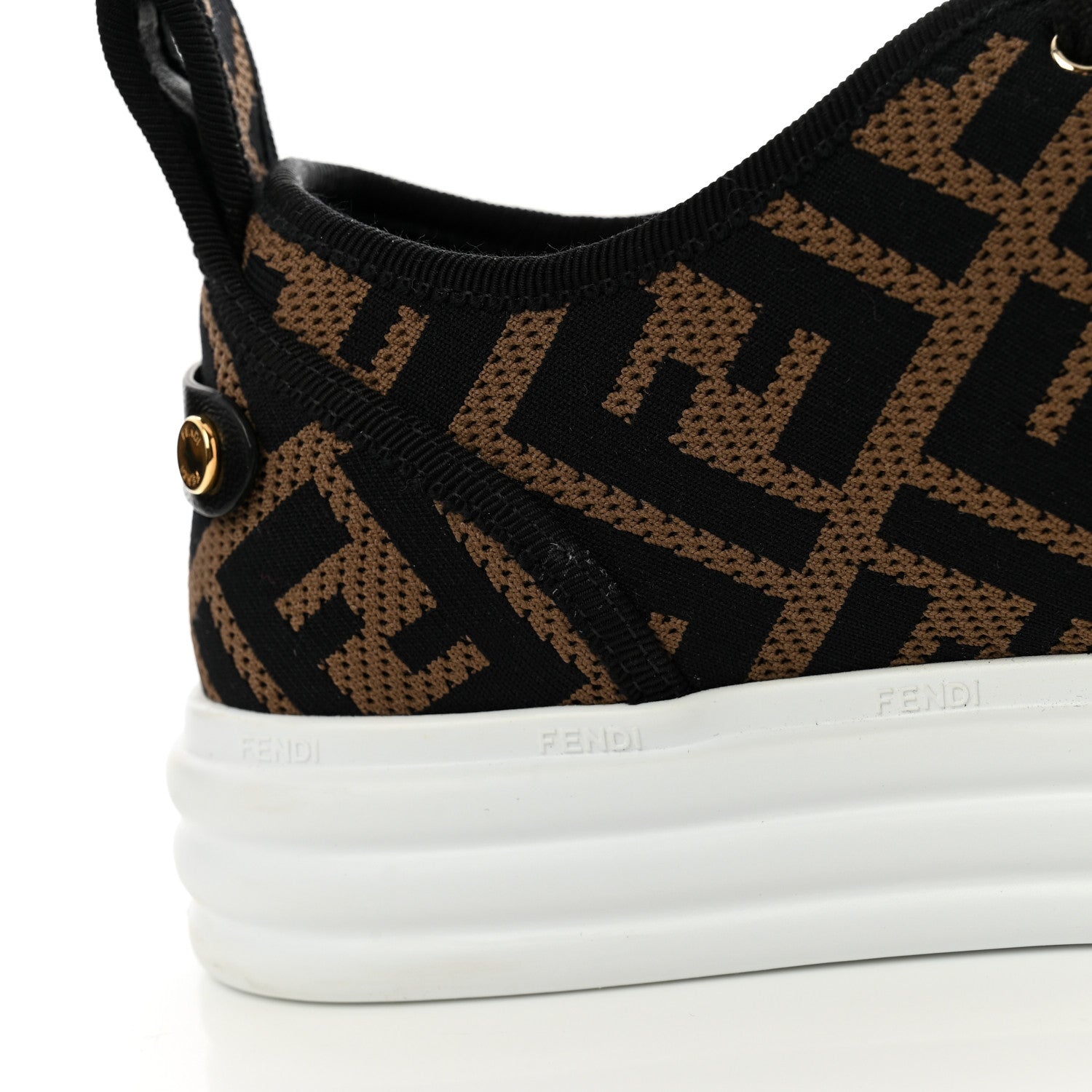 Fendi Fabric FF Micro-Perforated Rise Low Top Sneakers 38 Tobacco Black 11 of 11