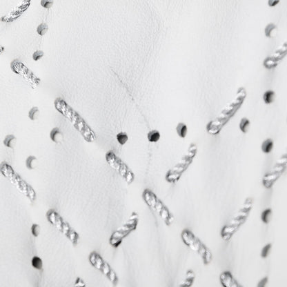 Christian Dior Lambskin Stitched Cannage Drawstring Bag White 11 of 13