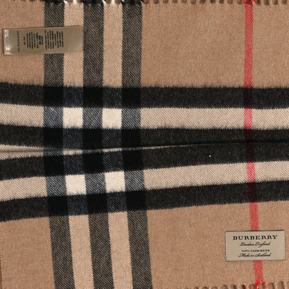 Burberry Cashmere Giant Check Fringe Scarf Camel 3 of 3