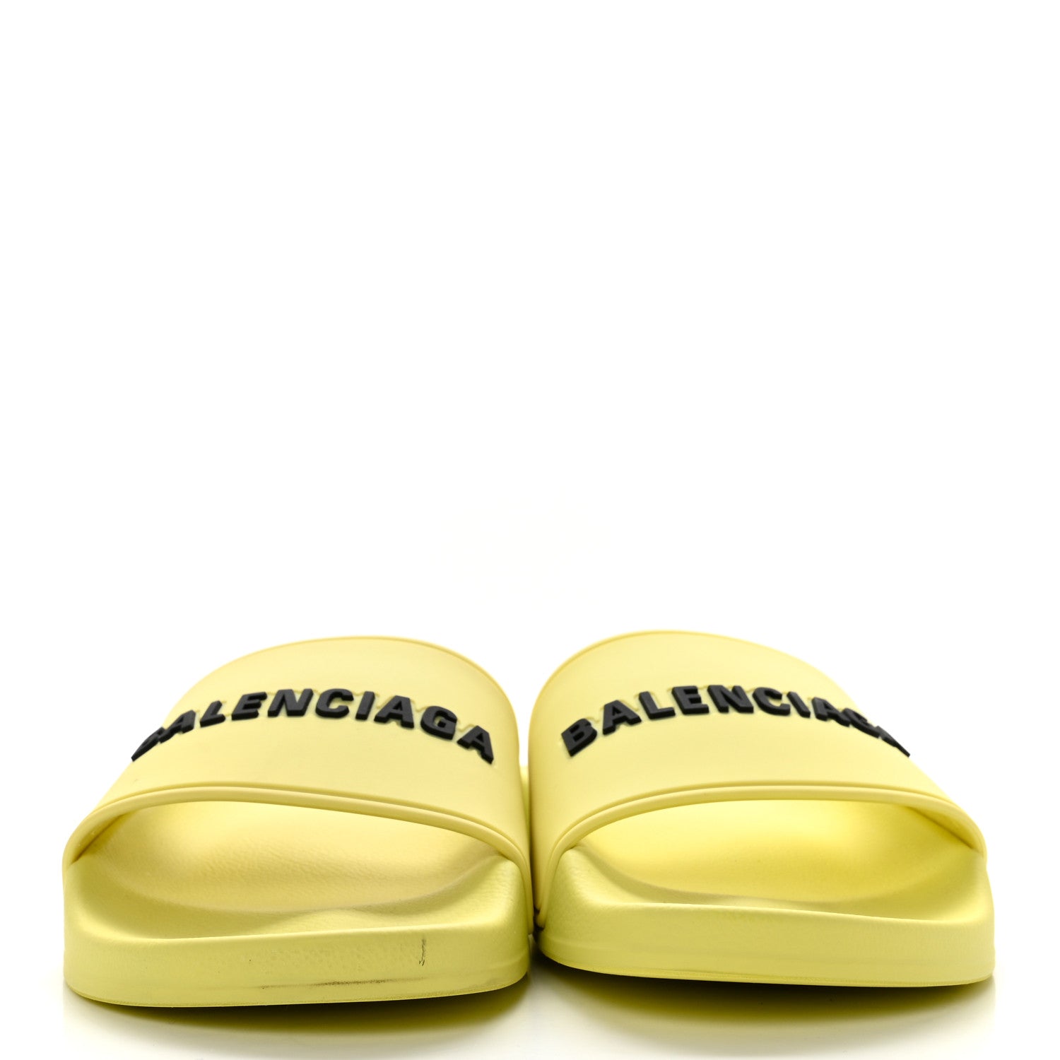 Balenciaga Smooth Rubber Logo Bi-Color Womens Pool Slide Sandals 37 Yellow Black 2 of 8