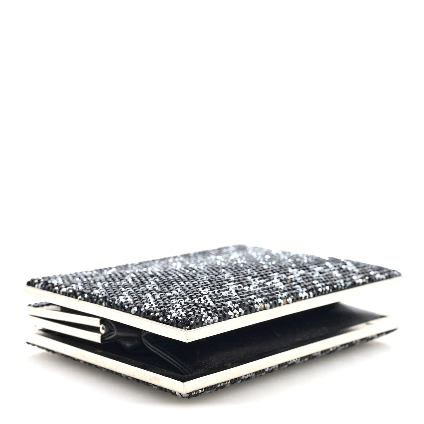 Swarovski Crystal Minaudiere Clutch Black Silver