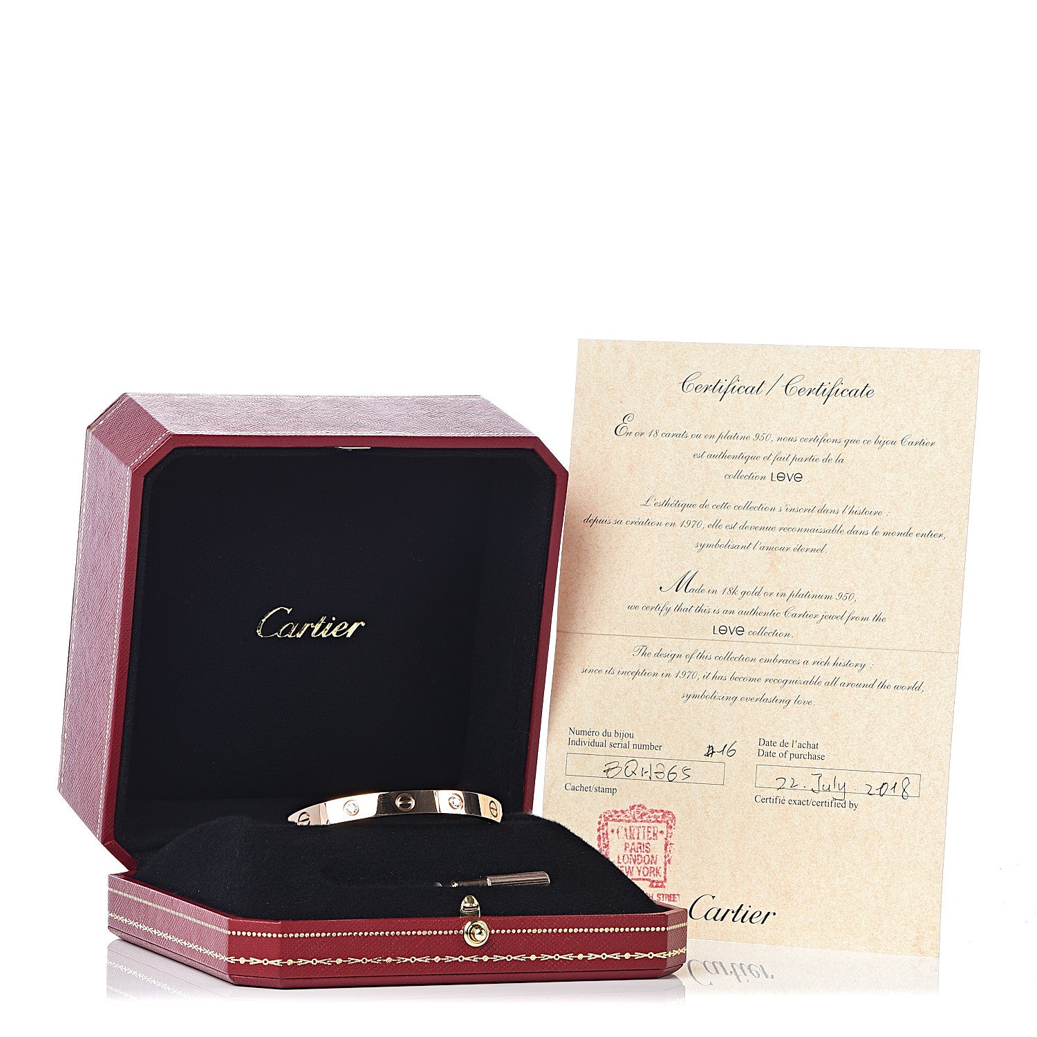 Cartier 18K Pink Gold 4 Diamond LOVE Bracelet 16 6 of 6