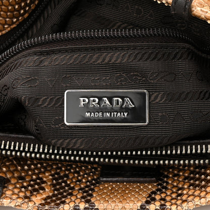 Prada Snakeskin Triangle Shoulder Bag Beige 7 of 10