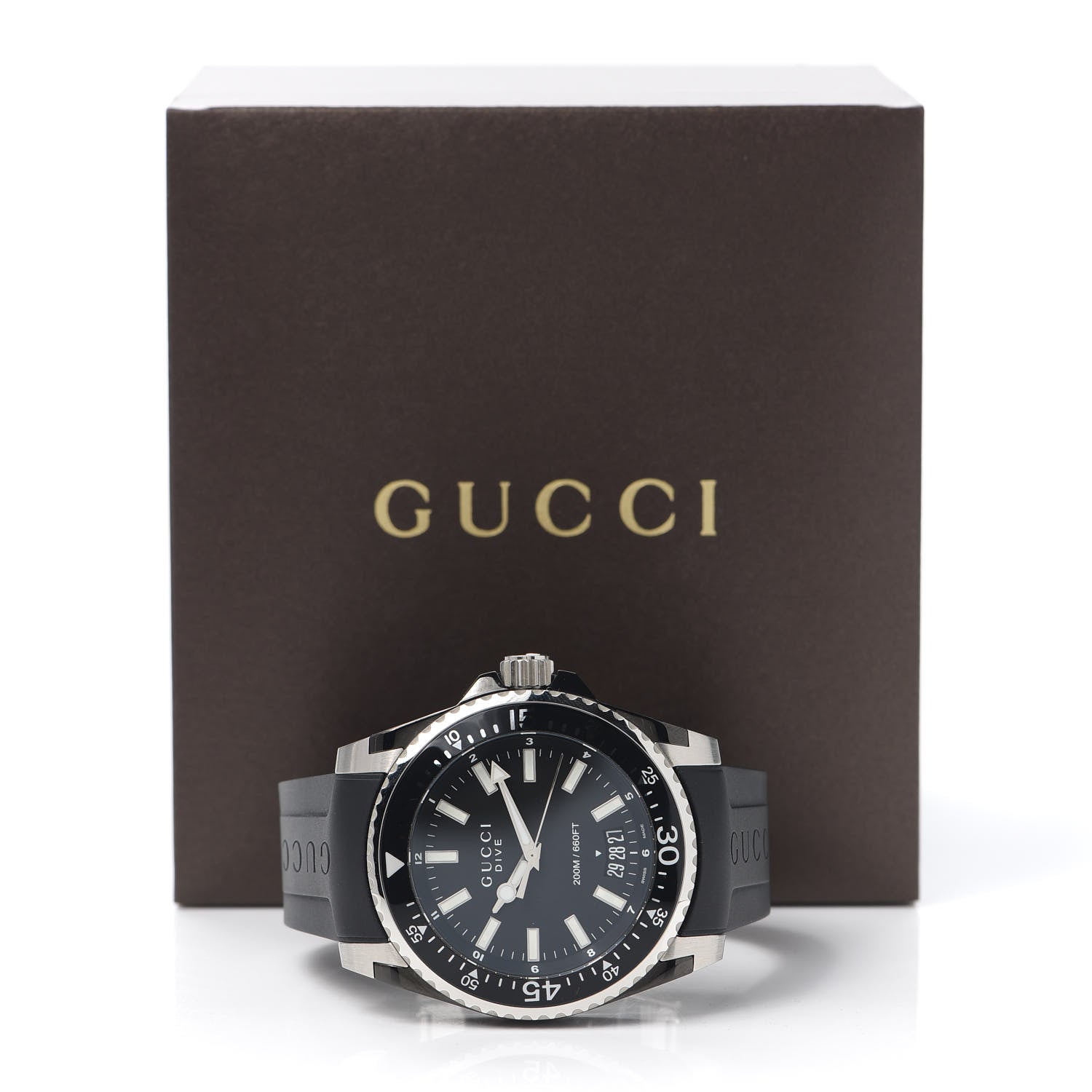 Gucci Stainless Steel Rubber 45mm Dive Quartz Watch Black 6 of 6