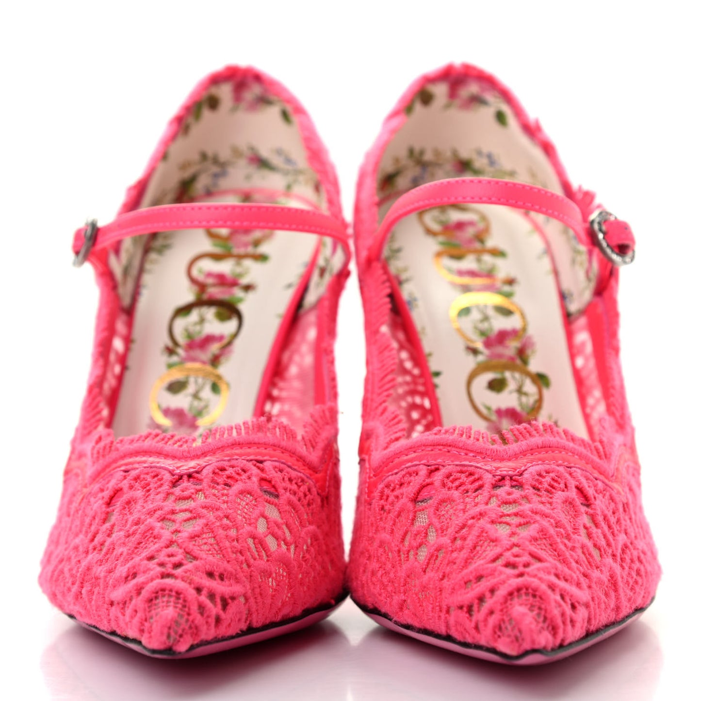 Lace Pizzo Venice Pumps 35 Fuxia Fluo Mystic White